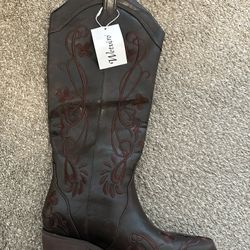 Wetviro Wide-Calf Cowboy Boots – Vintage Knee-High Western Style 