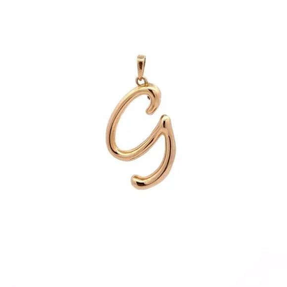 18K Gold Pendant Letter G Initial Alphabet
