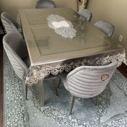 Grey Dining Chair And Table Set 