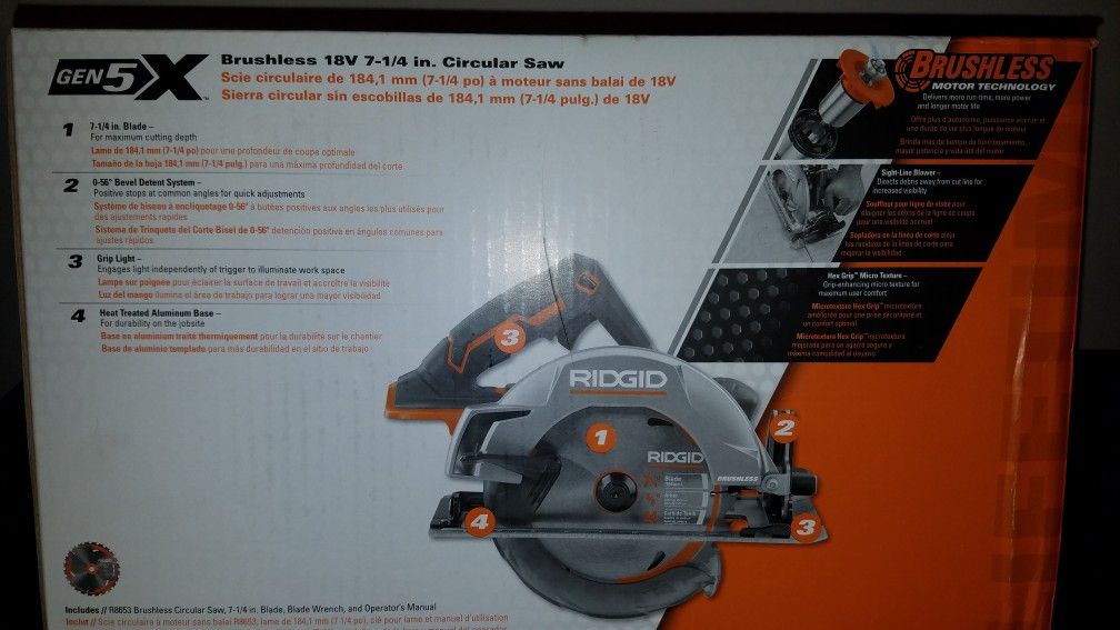 Circular Saw By Ridgid 7 1/4" NEW