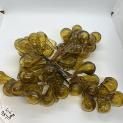 VTG  Set of 4 Amber Blown Art Glass Grape Clusters  Unmarked, pre Owned, 6”each 