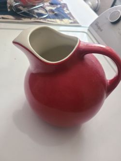Title: Vintage Hull Pottery 633 Ball Pitchers Pair – Red & Green