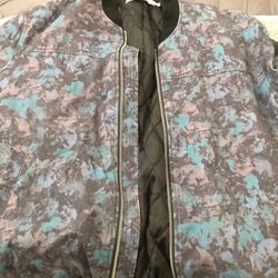 Shades Of Grey Designer Floral Bomber Jacket - M