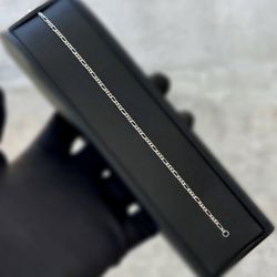 Jewelry 14k white gold Figaro link bracelet 8.00” 2.15mm 1.90g
