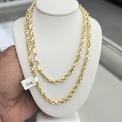 14kt Real Gold Rope Chain 5mm 26 Inches 