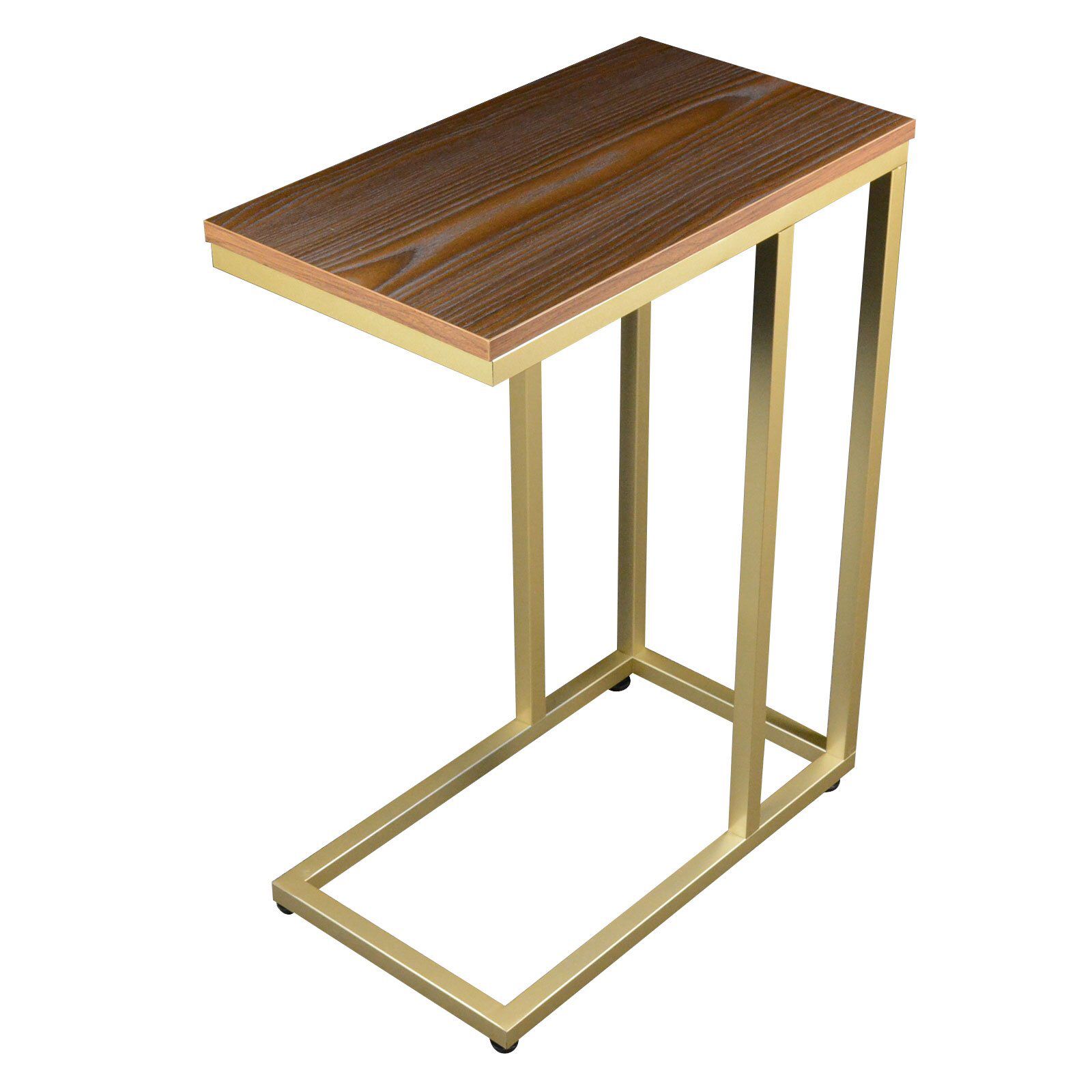🎁 BRAND NEW The Stephanie C Table/End Table/Laptop Stand, Oak Wood Finish Top/Champagne Gold Base with Adjustable Glides