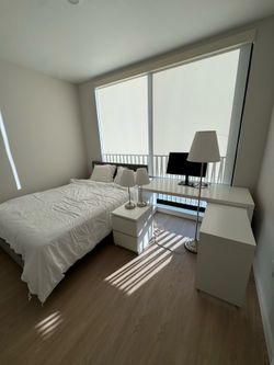 Moving sale entire bedroom set desk bed dresser lamps monitor