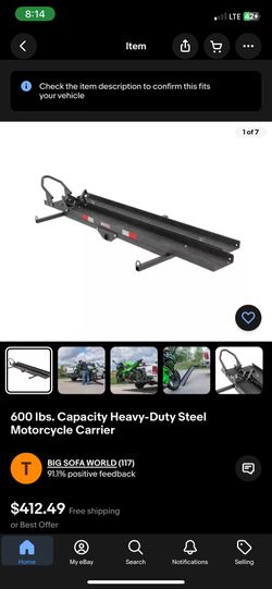 Heavy Duty Steel Motorcycle Carrier 600 Lbs LIKE NEW 