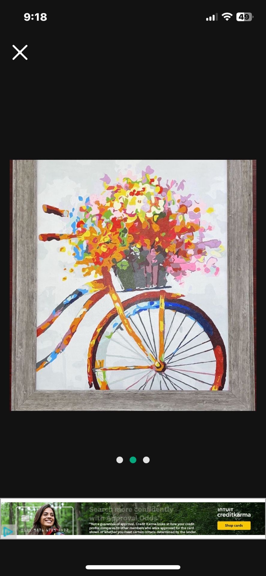 FLORAL BIKE BASKET CANVAS ART PRINT 💐 APPROXIMATELY 20”x 24” Gift 💝 Beautifully Colorful