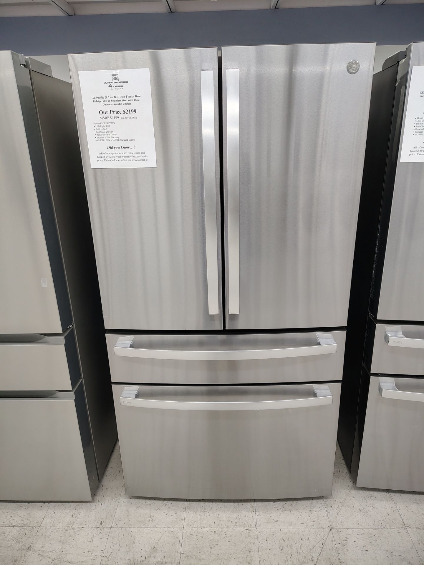 $1099 (THIS WEEK ONLY: 50% OFF FRENCH 4 DOOR REFRIGERATORS)