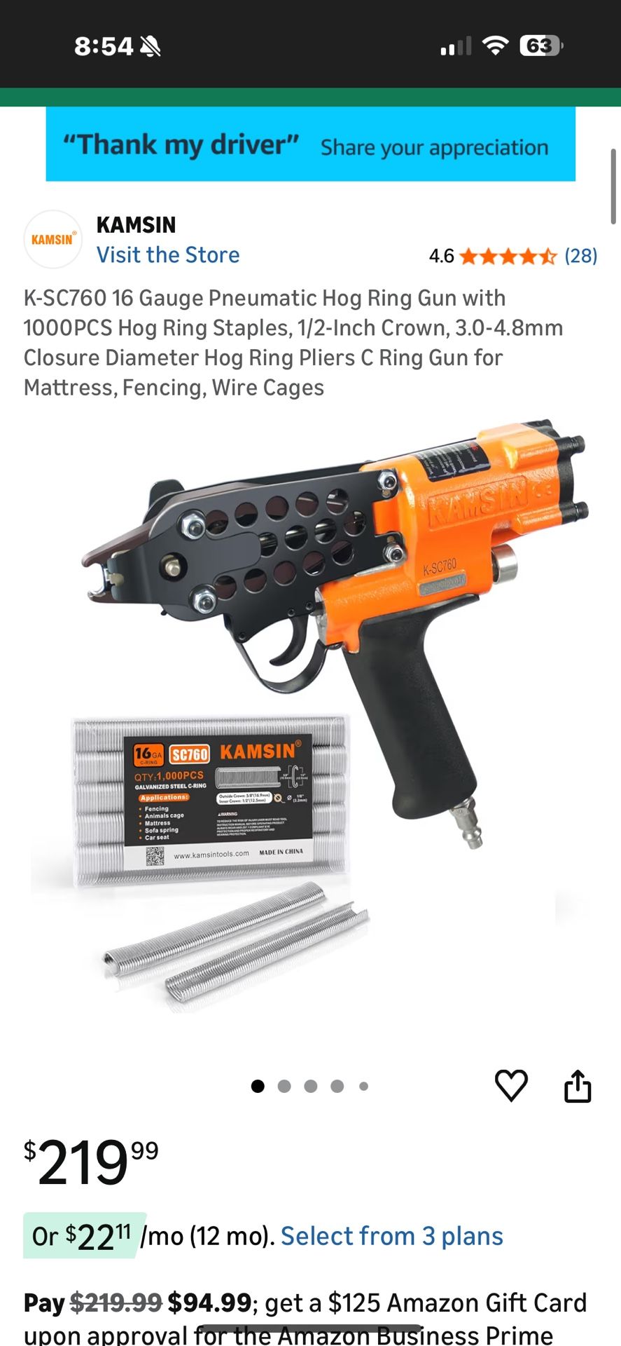 Pneumatic Hog Ring Gun