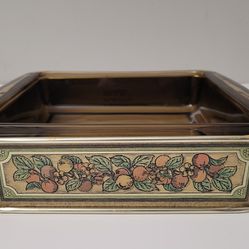 Vintage PYREX 222 Brown 8x8 Casserole Dish with Metal Caddy Holder Carrier, MCM
