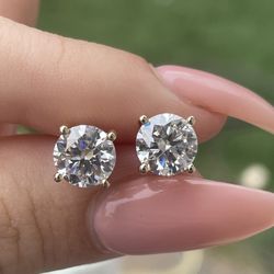 2.4 CTW Moissanite Diamond Stud Earrings 14k 