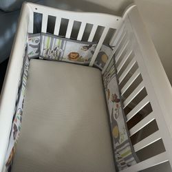 Mini Crib White With New Organic Mattress