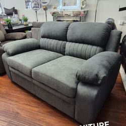 💝  Loveseat, Dark Gray,  Fabric Upholstery, Brand New.