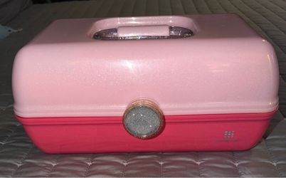 Vtg Beauty Pink Sparkle Caboodles Ulta Beauty Makeup Case Pink w Glitter USA Mirror