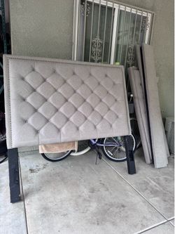 Queen size bed grey color& desk & mattress and box