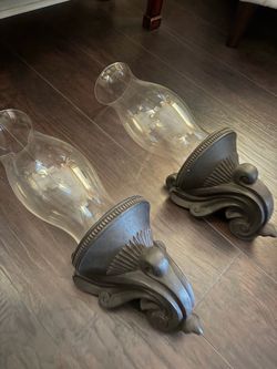 Wall Sconce Candle Holders with Glass Shades – Set of 2