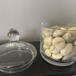 Lidded Glass Jar With Decorative Stones 