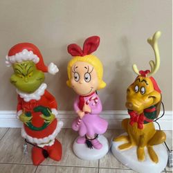 Grinch, Cindy Lou and Pet Dog  Max-3 Piece Set Brand New 
