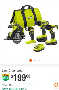 ONE+ 18V Cordless 4-Tool Combo Kit with (2) Batteries and Charger