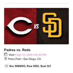 ONE TICKET PADRES VS REDS