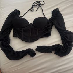 Black Bustier Crop Top