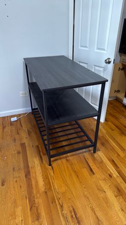 Black Industrial kitchen island with Storage Shelves