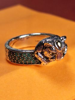 JAI John Hardy Sterling Silver & 14K Gold Leopard Ring , Sz 7