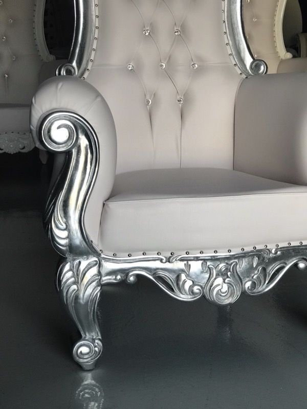 Free Silver Leaf Throne Chairs King Queen Princess Royal Free Silver Leaf Throne Chairs King Queen Princess Royal Baroque Wedding Event Party Photography Hotel Lounge Boutique Furniture For In