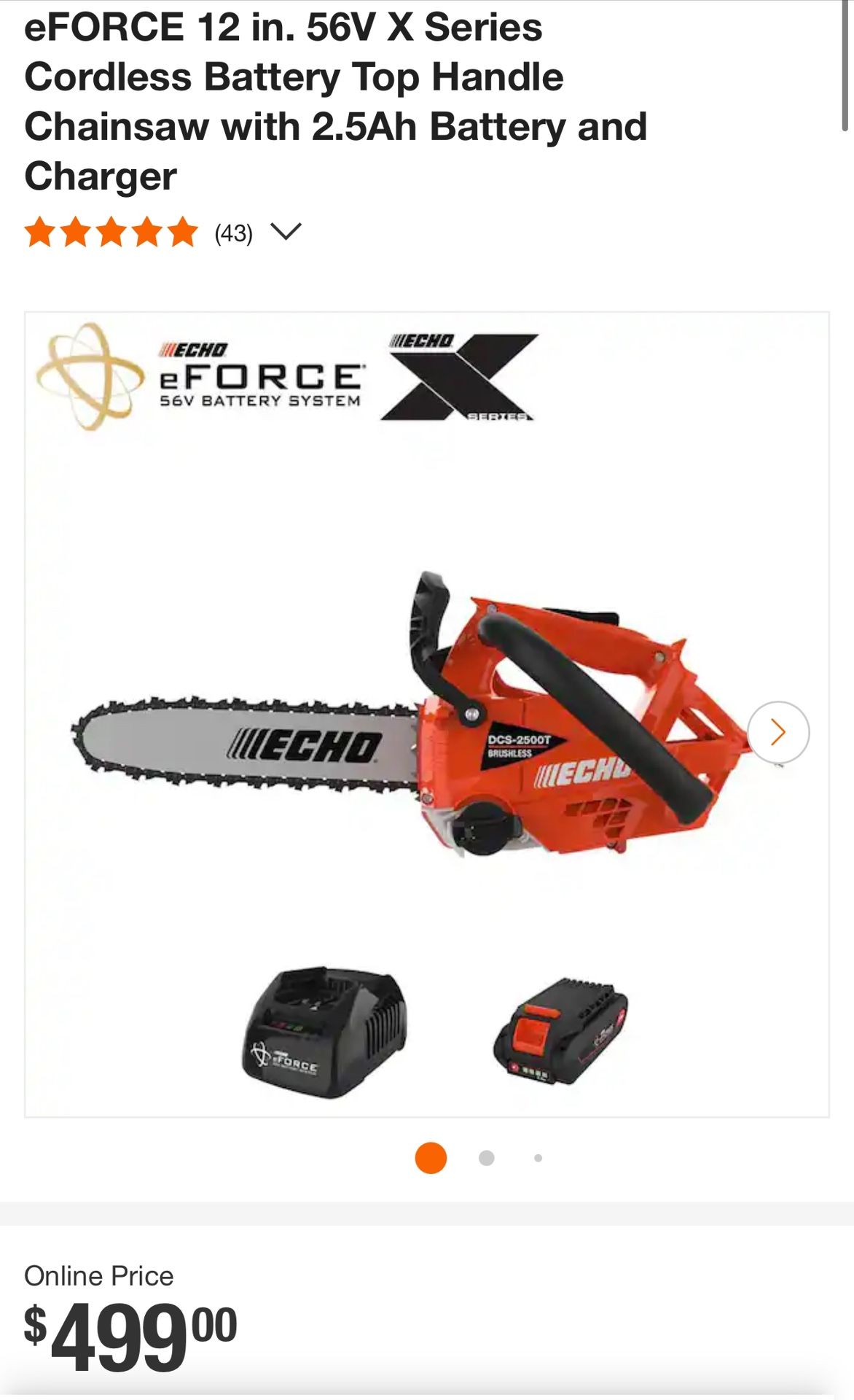Battery Chainsaw w Battery and Charger