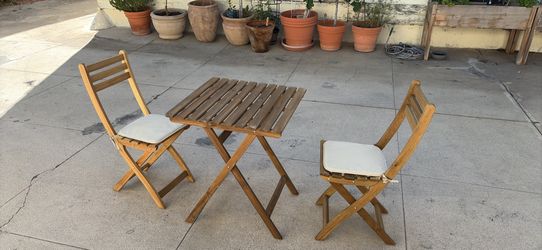 Outdoor Bistro Set – Table + 2 Folding Chairs (4 Sets Available) 