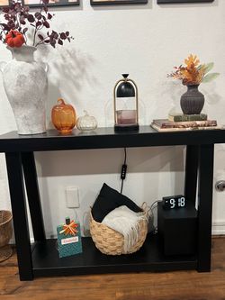 Black Console Table with Lower Shelf – 46” Wide