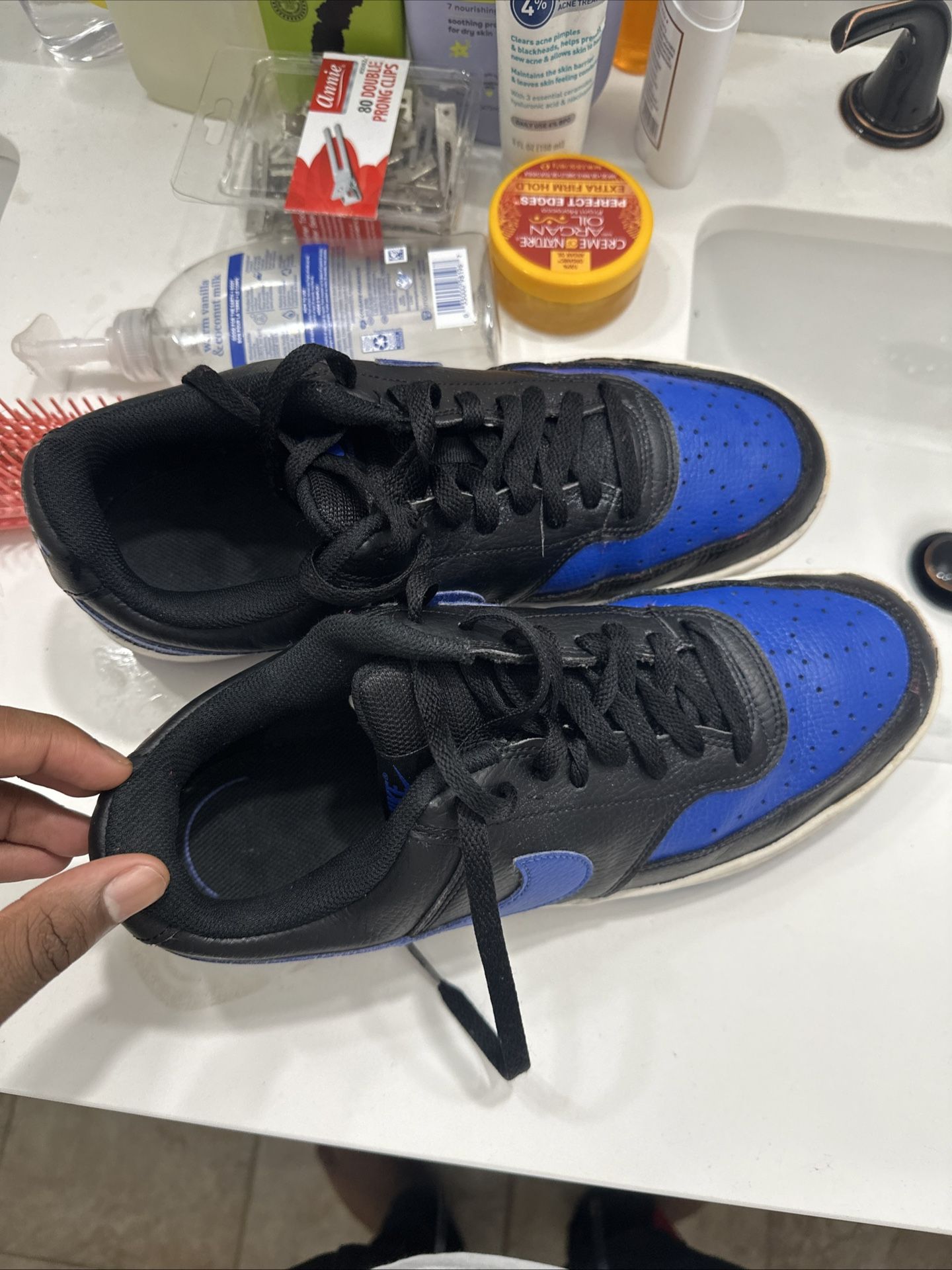 Nike Court Vision Low Men's Sneakers Black/Royal Blue Size 10.5