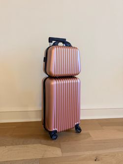2-Piece Suitcase Carry On Luggage with Spinner Wheels, 14 in./20 in. Rose gold
