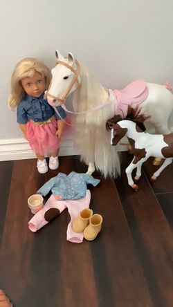 Our Generation Doll & Horse Set with Foal, Riding Outfit & Accessories