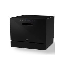 21 in. Professional Digital Portable Countertop Dishwasher with 6 Place Settings in Black