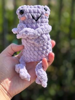 Crochet Purple Leggy Frog plushie $10
