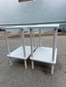 White Two-Tier Side Tables – Set of 2