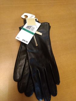 MK Michael Kors L zipper leather gloves