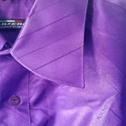 Mansenee Designed in Italy Large 16-16 1/2 Mens Purple  dress Shirt