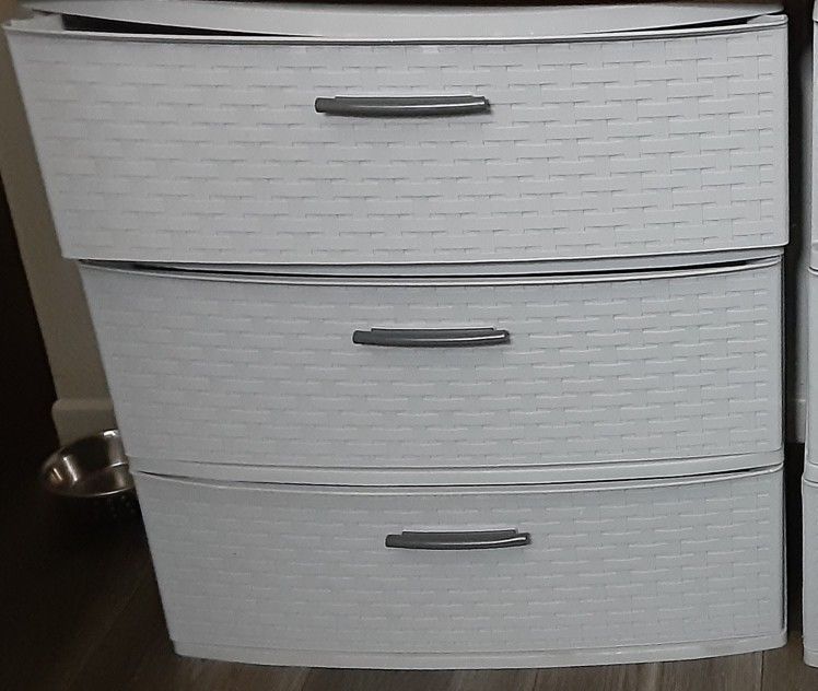 3 Drawer Plastic Weave Tower