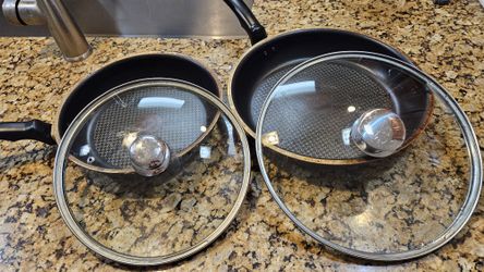 2 T - Fal  Frying Pans with  Glass Lids. 