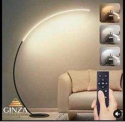 Modern LED Arc Floor Lamp with Remote Control – Dimmable 3 Color Modes
