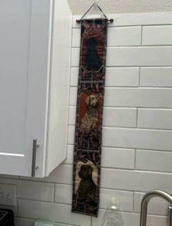 Woven/sewn dog banner decoration/art