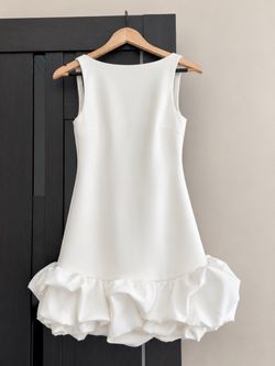 White Sleeveless Mini Dress with Bubble Hem