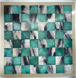 Marble & Onyx Chess Board – Heavy Stone, Green/Gray Inlay