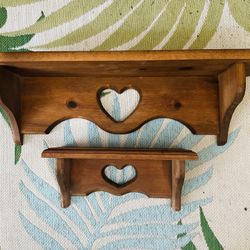 Wood “Heart” Wall Shelves Set