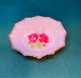 Vintage adorable floral oval trinket bowl