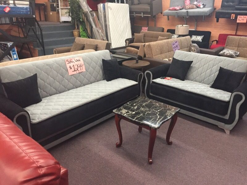 Black and grey sofa love seat sale